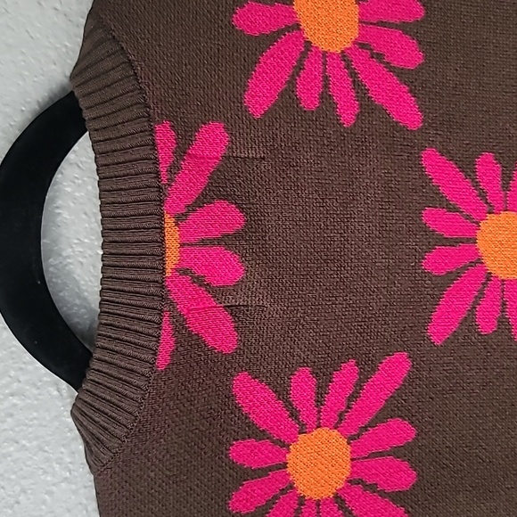 NWT Awake NY Floral Knit Vest, Size Small, Color Brown/Pink/Orange - Picture 11 of 13